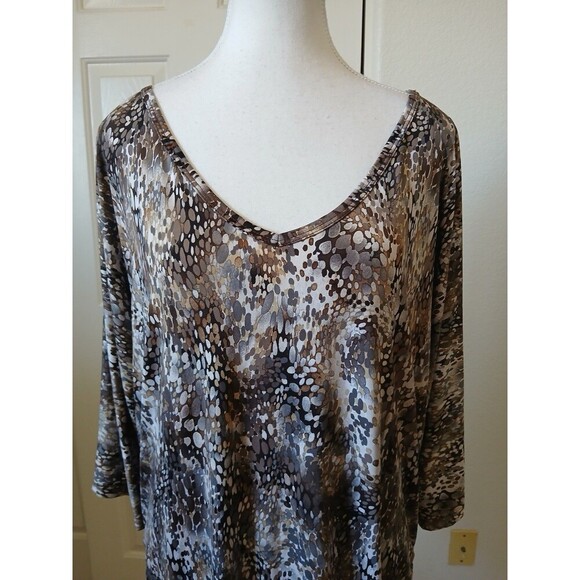 Dressbarn Women’s Blouse Tunic  Animal Print Abstract Dolman Sleeve  V-Neck 1X - Picture 7 of 15